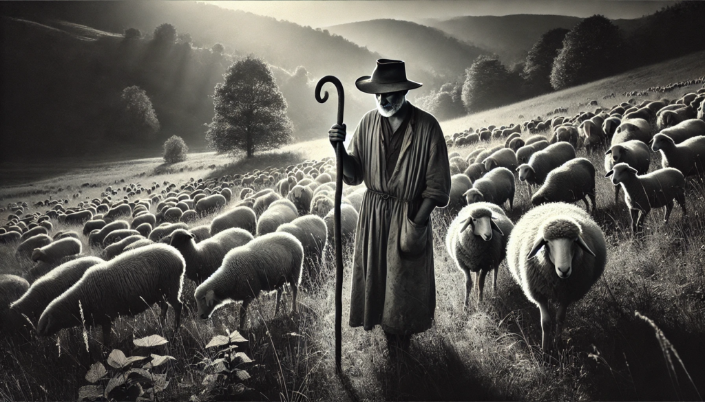 Shepherd with his sheep.